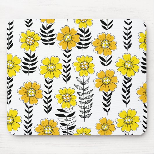 Daisy Doodles in Gelb und Schwarz Mousepad (Vorne)