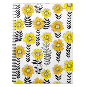 Daisy Doodles in Gelb und Schwarz Notizblock