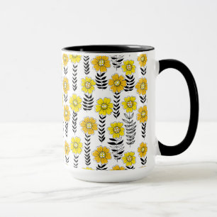 Daisy Doodles in Gelb und Schwarz Tasse