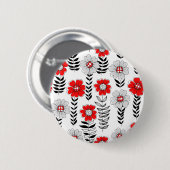 Daisy Doodles in rot und schwarz Button (Vorne & Hinten)