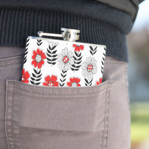 Daisy Doodles in rot und schwarz Flachmann