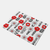 Daisy Doodles in rot und schwarz Fußmatte (Schrägansicht)