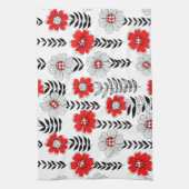 Daisy Doodles in rot und schwarz Geschirrtuch (Vertikal)