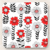 Daisy Doodles in rot und schwarz Getränkeuntersetzer (Vorderseite)