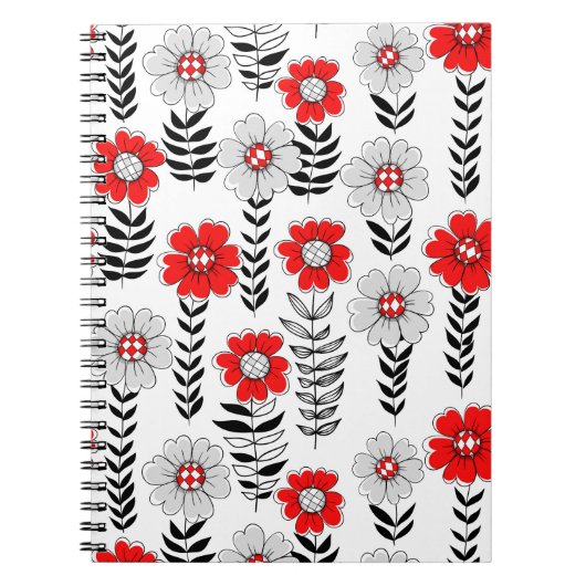 Daisy Doodles in rot und schwarz Notizblock (Vorderseite)