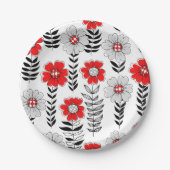 Daisy Doodles in rot und schwarz Pappteller (Vorderseite)