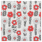 Daisy Doodles in rot und schwarz Stoff (Nahaufnahme)