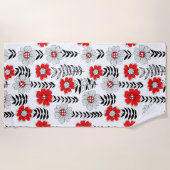 Daisy Doodles in rot und schwarz Strandtuch (Vorderseite)