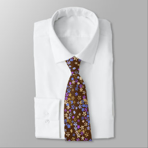 Daisy Dot Floral Braun Zweiseitig Gedruckt Krawatte