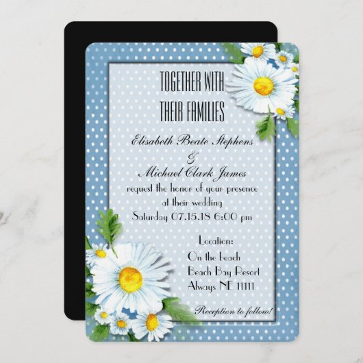 Daisy Dots - Einladung Hochzeit - Matte 5" x 7" (Vorne/Hinten)