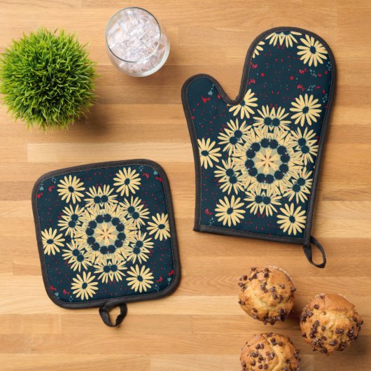 Daisy Dreams Mandala Ofenhandschuh & Topflappen-Set (Oben Unten)