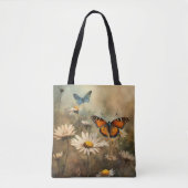 Daisy Dreams: Schmetterling und Blume Texturbag Tasche (Vorderseite)
