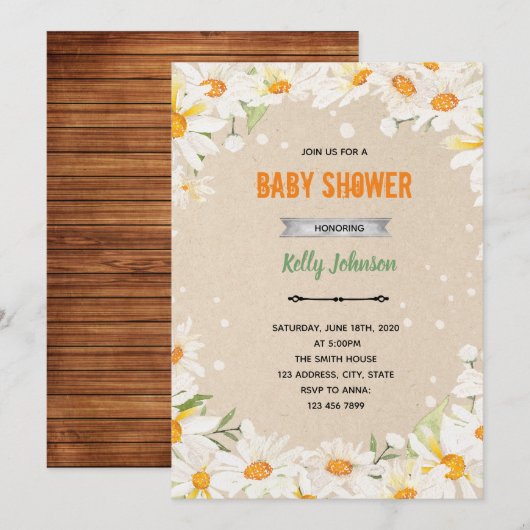Daisy Dusche Geburtstagseinladung Einladung (Vorne/Hinten)
