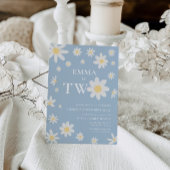 Daisy Dusty Blue Zweiter Geburtstag Einladung