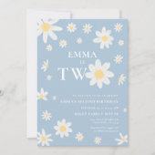 Daisy Dusty Blue Zweiter Geburtstag Einladung (Vorderseite)