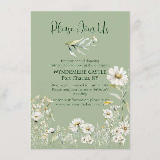 Daisy Earthy Sage & Botanical Greenery Wedding Begleitkarte (Vorderseite)