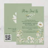 Daisy Earthy Sage & Botanical Greenery Wedding Begleitkarte (Vorne/Hinten)