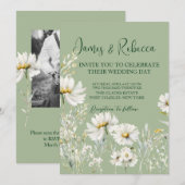 Daisy Earthy Sage & Botanical Greenery Wedding  Einladung (Vorne/Hinten)