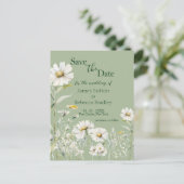 Daisy Earthy Sage & Botanical  Save the Date Postkarte (Stehend Vorderseite)