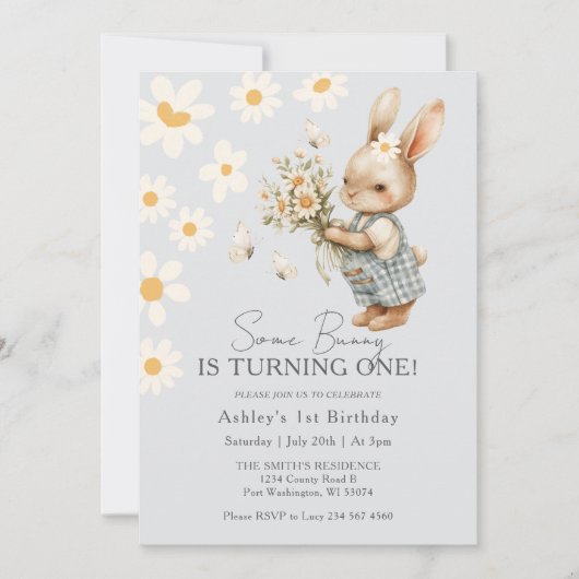 Daisy Einige Bunny macht Ostern Einladung (Vorderseite)