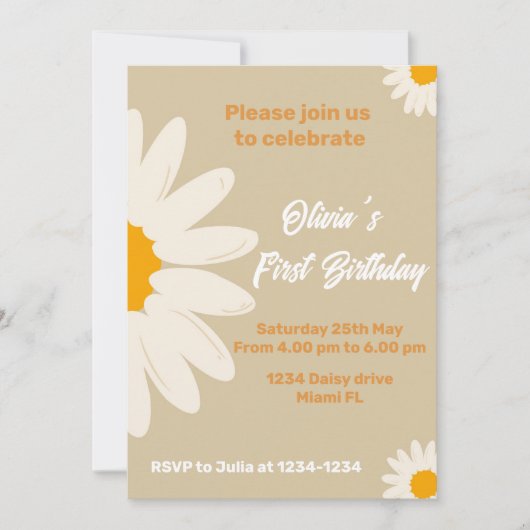 Daisy Einladung Geburtstagkarte (Vorderseite)