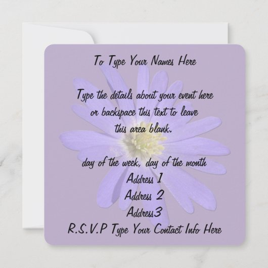 Daisy Einladungen Lila Daisy RSVP Card (Rückseite)