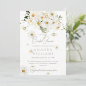 Daisy Elegant Wildflower Modern Bridal Shower Einladung (Stehend Vorderseite)