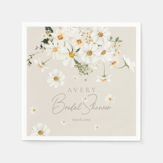 Daisy Elegante Wildblume Modernes Brautparty Serviette (Vorderseite)