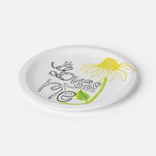 Daisy Er Liebe mir PapierTeller (Schrägansicht)