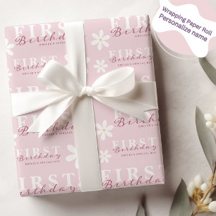 Daisy Erster Geburtstag Pink Thema Party Geschenkpapier
