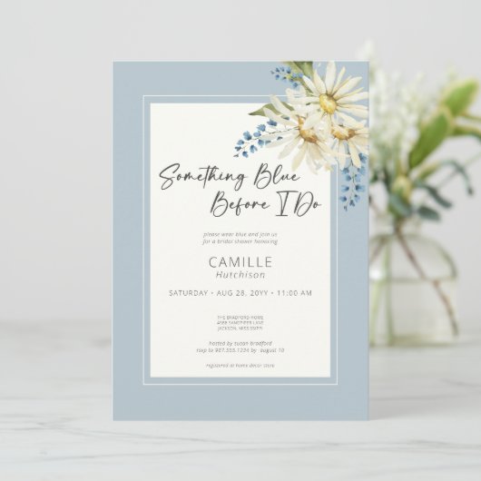Daisy etwas Blau, bevor ich Brautparty Einladung (Stehend Vorderseite)