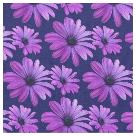 Daisy Fabric Blue Daisy Fabric Cotton oder Poly Stoff (Nahaufnahme)