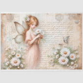 Daisy Fairy & Butterfly Script Ephemera Decoupage Seidenpapier (Vorderseite)