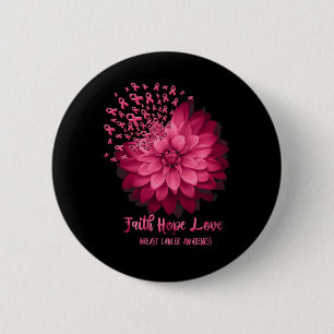 Daisy Faith Hope Liebe Breast Cancer Awareness Flo Button