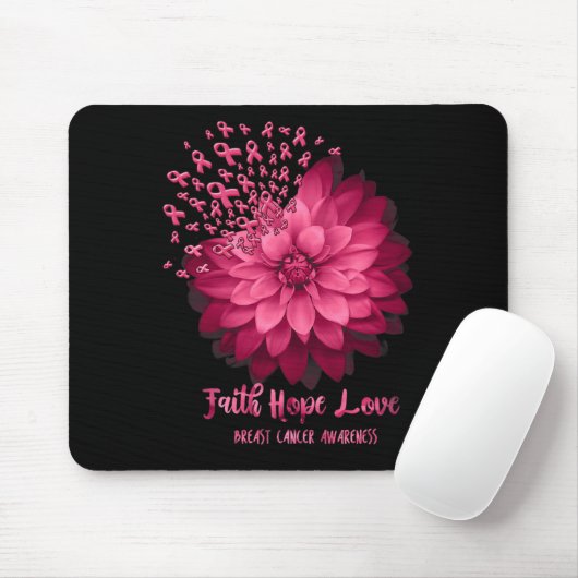 Daisy Faith Hope Liebe Breast Cancer Awareness Flo Mousepad (Mit Mouse)