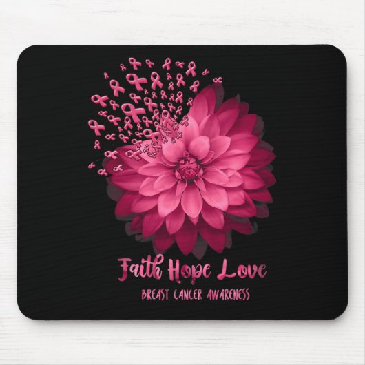 Daisy Faith Hope Liebe Breast Cancer Awareness Flo Mousepad (Vorne)