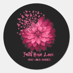 Daisy Faith Hope Liebe Breast Cancer Awareness Flo Runder Aufkleber