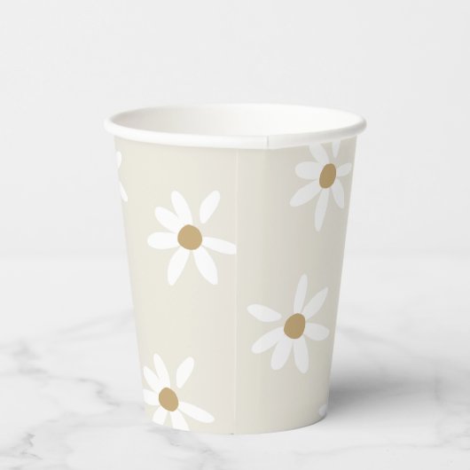 Daisy Field Birthday Party Paper Cups in Beige Pappbecher (Rechts)