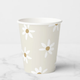 Daisy Field Birthday Party Paper Cups in Beige Pappbecher