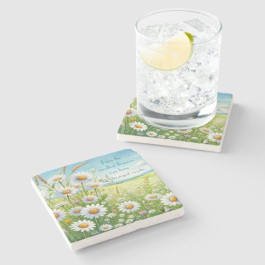Daisy Field & Quote Steinuntersetzer (Seitenansicht)