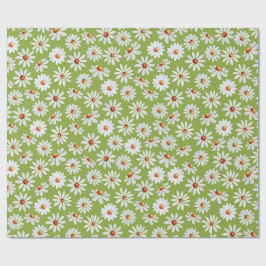 Daisy Filed Watercolor Spring Summer Geschenkpapier (Flach)