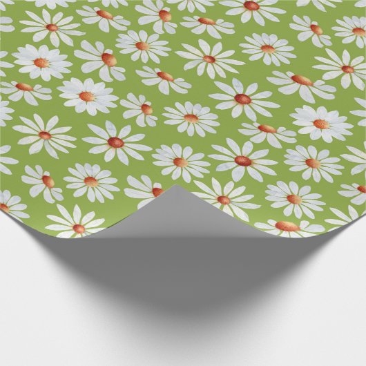 Daisy Filed Watercolor Spring Summer Geschenkpapier (Ecke)