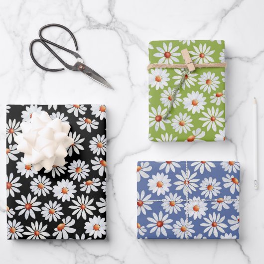Daisy Filed Watercolor Spring Summer Geschenkpapier Set (Vorderseite)