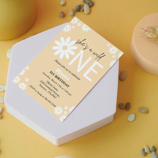 Daisy First birthday party bohemian wild one Einladung