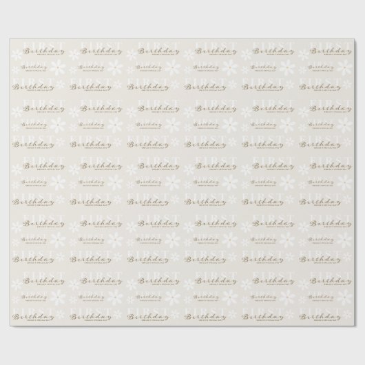 Daisy First Birthday Themed Party Geschenkpapier (Flach)