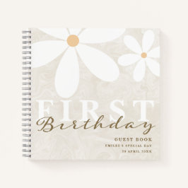 Daisy First Birthday Themed Party Guest Book Notizblock