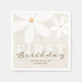 Daisy First Birthday Themed Party Serviette (Vorderseite)