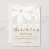 Daisy First Birthday Themed Party Vielen Dank Einladung (Vorderseite)