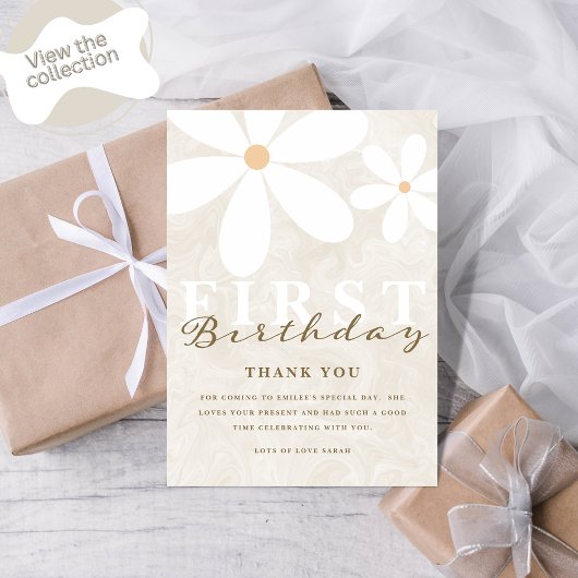 Daisy First Birthday Themed Party Vielen Dank Einladung