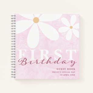 Daisy First Birthday Themed Partys Guest Book Pink Notizblock